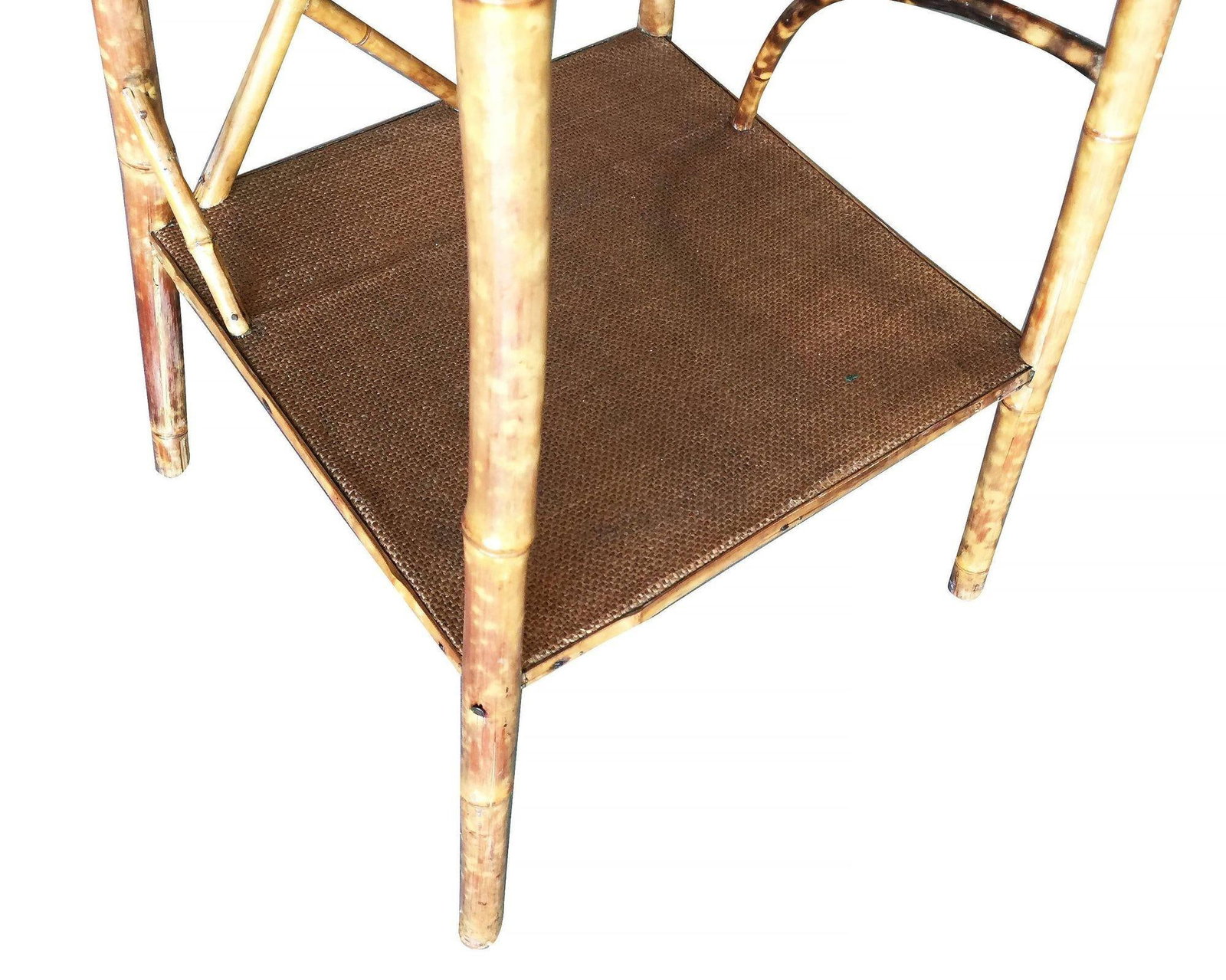 Restored Tiger Bamboo Tortoise Pedestal Side Table W/ Organic Formed Accents - 2