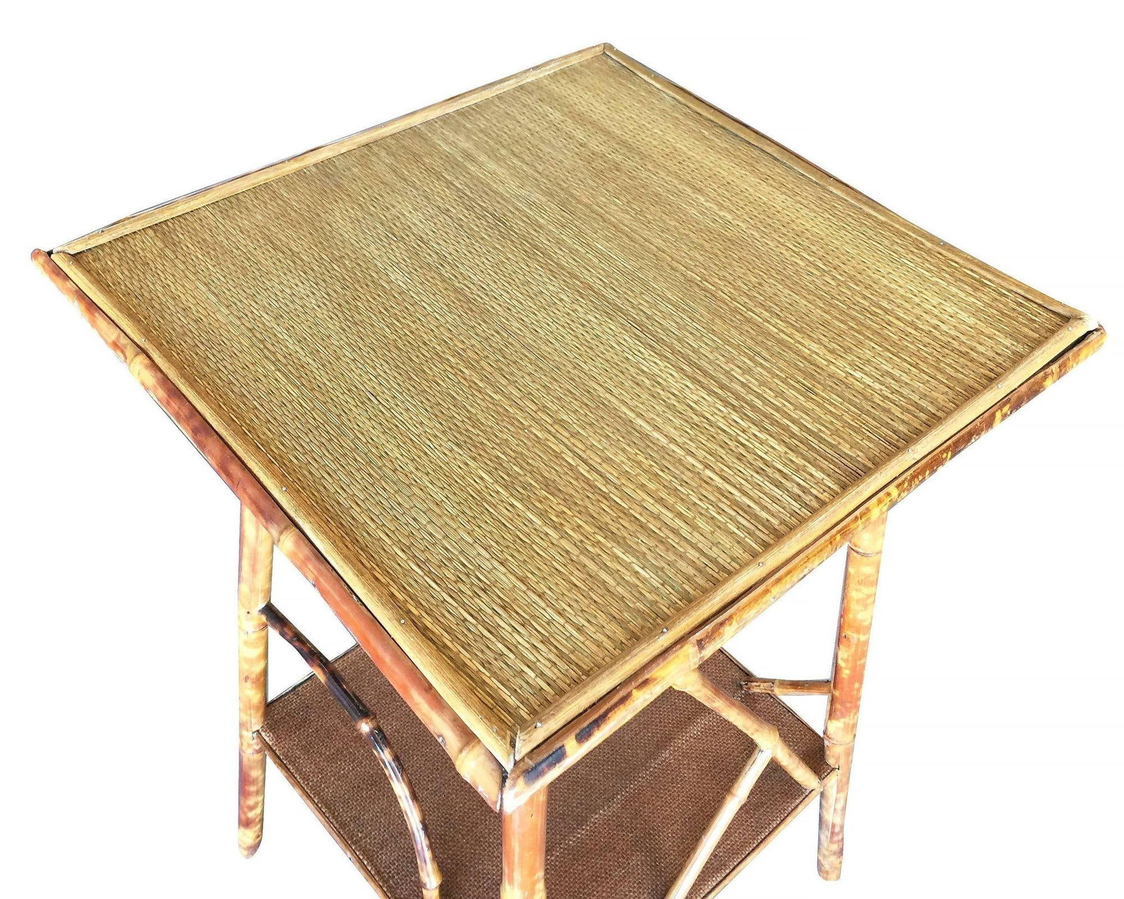 Restored Tiger Bamboo Tortoise Pedestal Side Table W/ Organic Formed Accents - 5