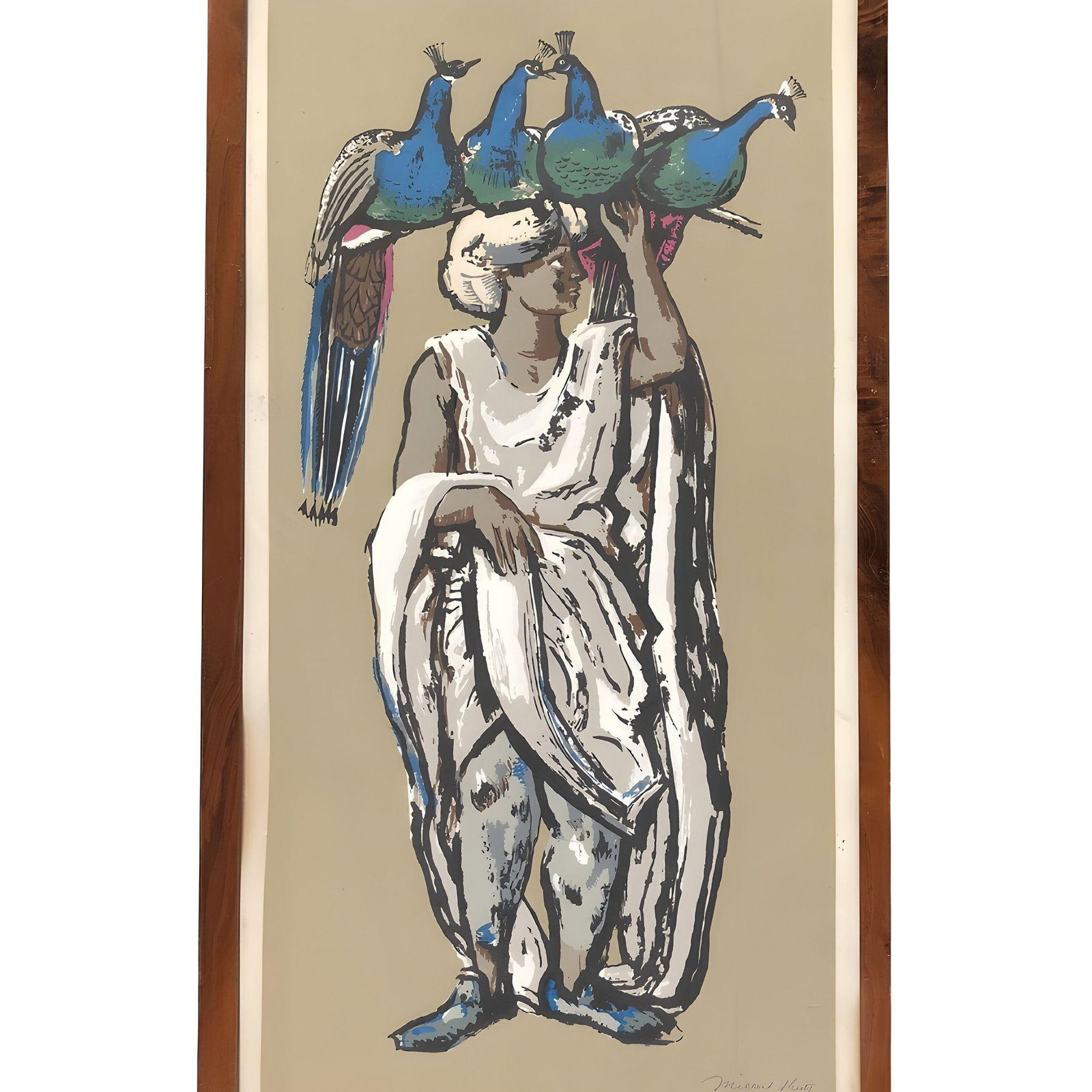 Framed "Peacock Vendor" Serigraph by Millard Owen Sheets (1907- 1989) - 3