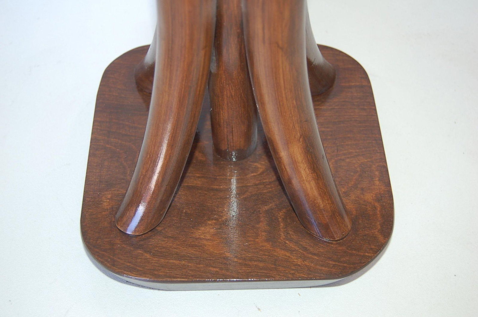 Restored 4-Strand Rattan Bent Pole Table Lamp on Mahogany Base - 12