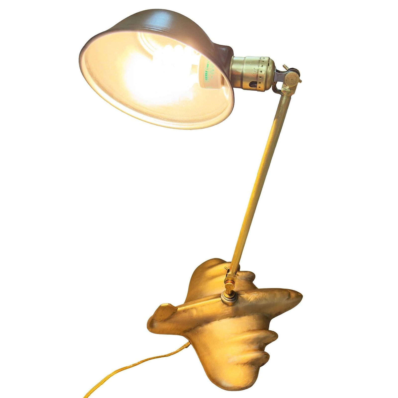 Rare 1987 Brass-tone Art Deco Style DC-3 Airplane Table Lamp, by Sarsaparilla - 15