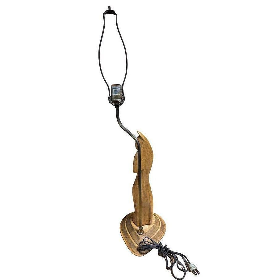 Mid-century Abstract Heifetz Syle Hand Carved Maple Wood Female Table Lamp - 10