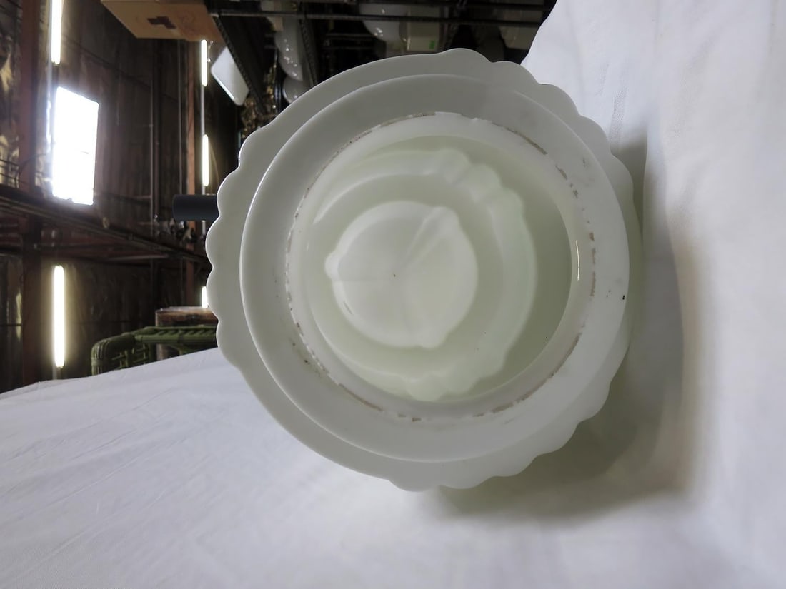 Large Art Deco Stepped Birthday Cake Skyscaper Ceiling Glass Globe Pendant - 12