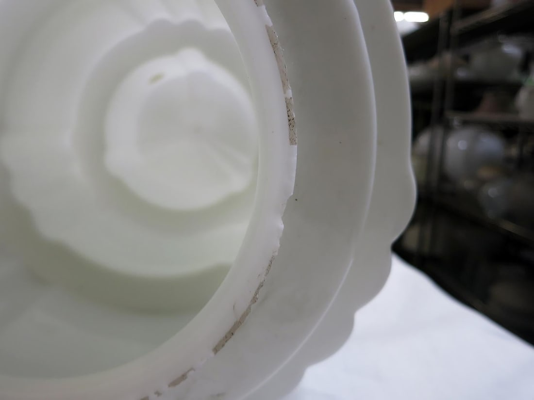 Large Art Deco Stepped Birthday Cake Skyscaper Ceiling Glass Globe Pendant - 5