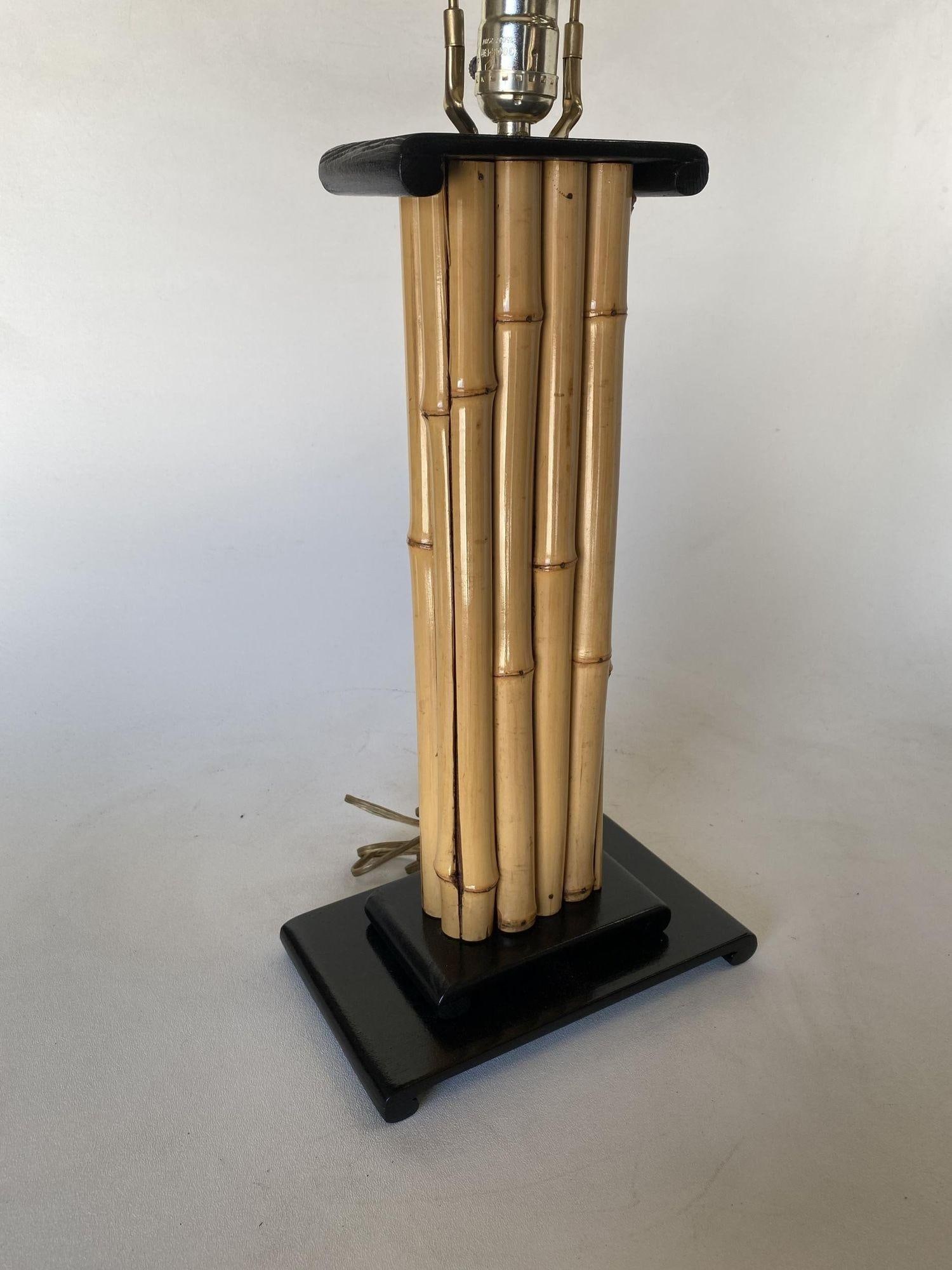 Wrapped Rattan Pole Lamp W/ Black Demi Base - 19