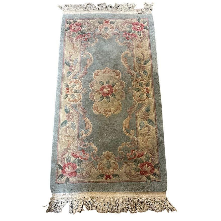 5' Foot X 2' Foot Deep Pile Aubusson Rug with French Roses design - 4