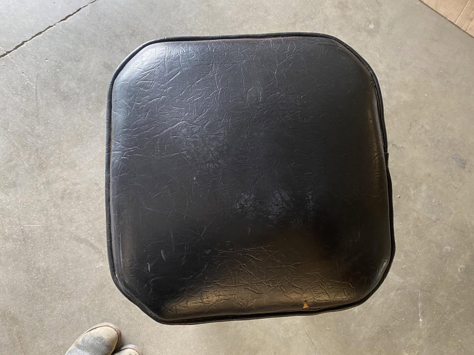 Modernist Steel Studded Knife Leg Bar Stool w/ Black Top Circa 1970, Pair - 3