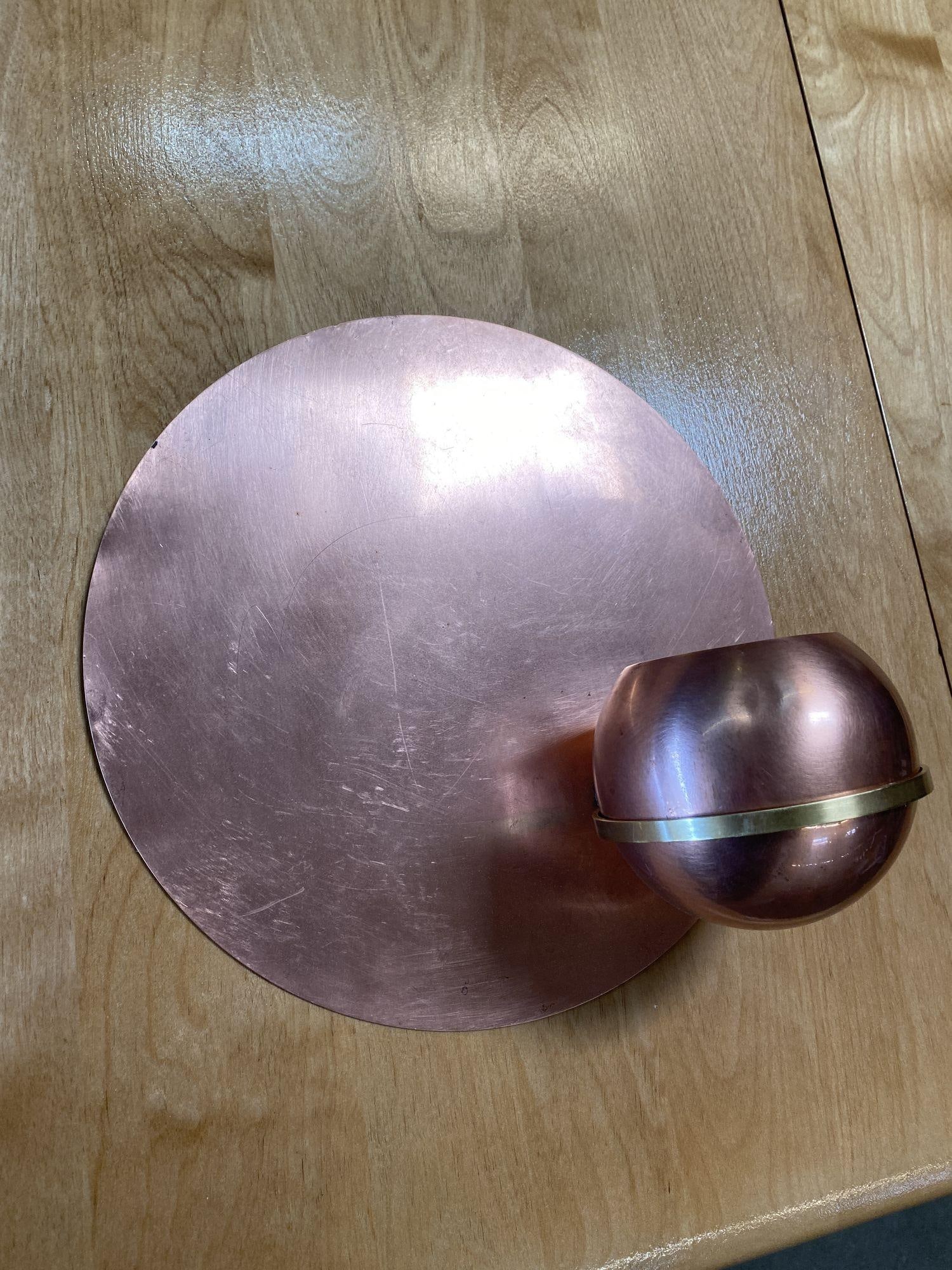 Rare Copper and Brass Art Deco Wall Planter Set of two by Chase Brass - 4