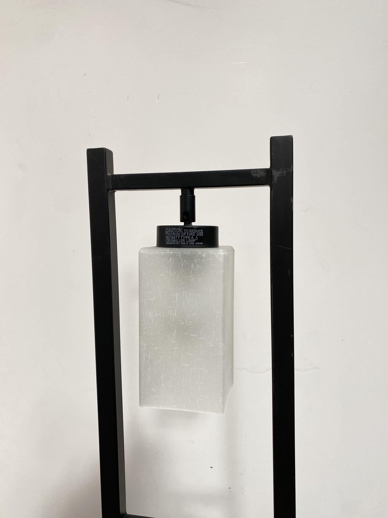 Asian Inspired Modernist Floor Lamp with Chrome Base - 6