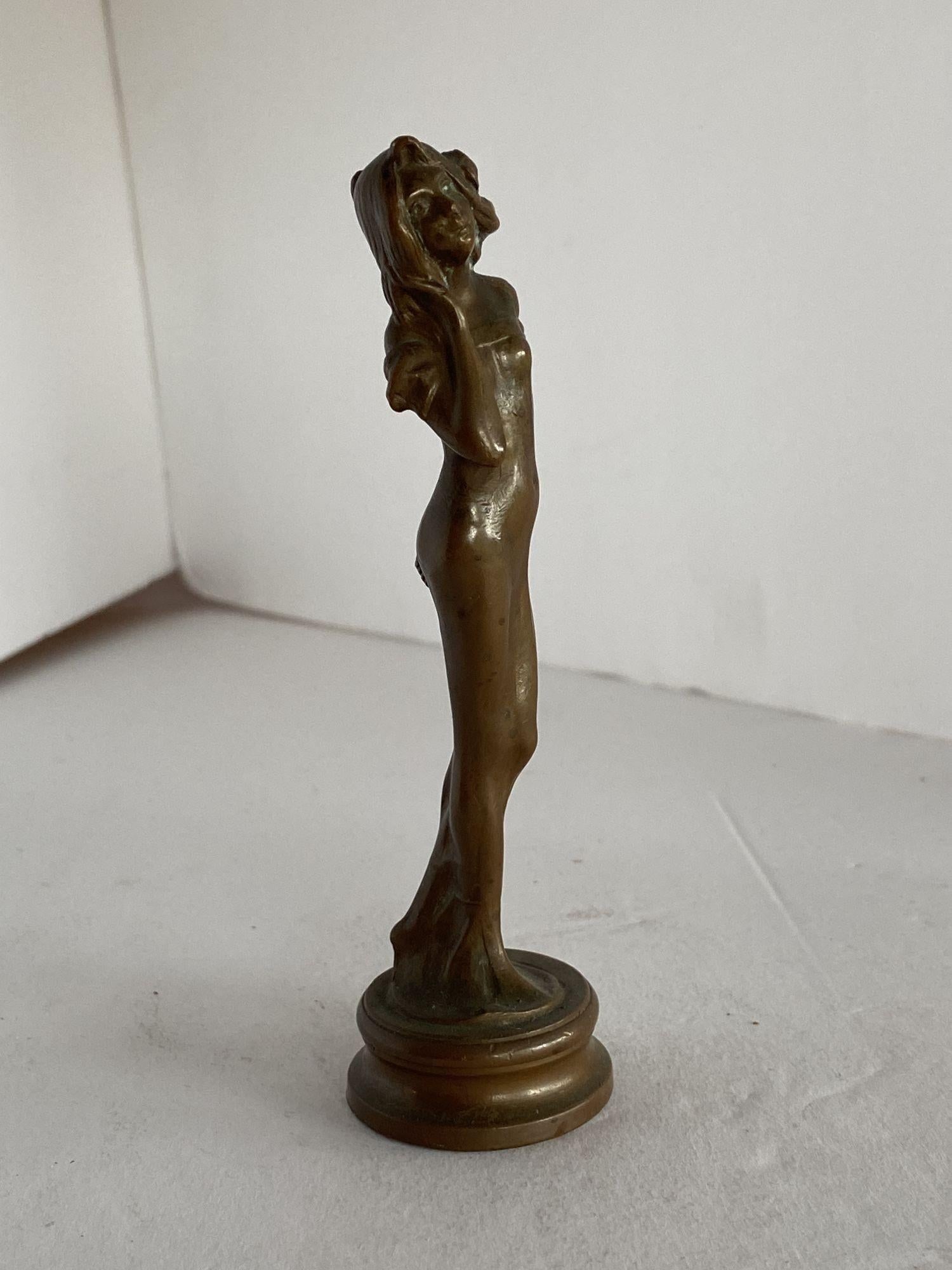 Bronze Female Nymph Art Nouveau Letter Wax Seal Stamp, France, 1900 - 3