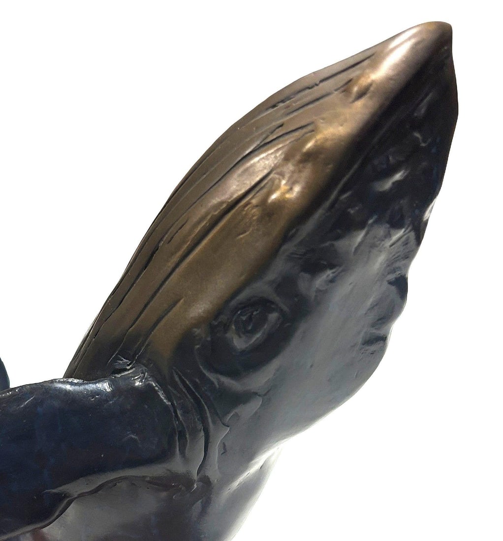 Hand Casted Humpback Whale Bronze Sculpture Mounted on Stand by T.H. Oliver - 13