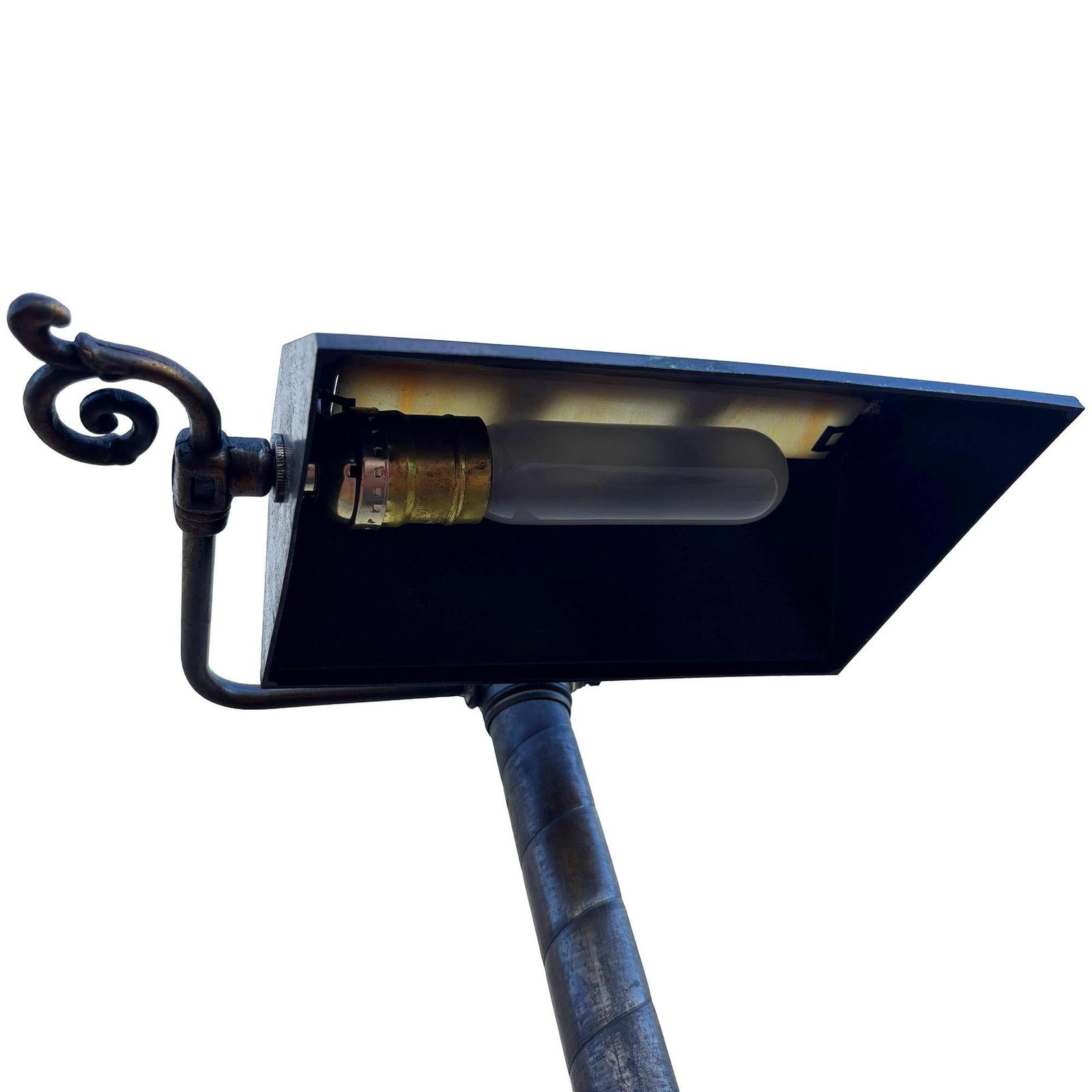 Arts & Crafts Mission Bronze Wash Brass Desk Lamp w/ Clerestory Glass Insets - 5