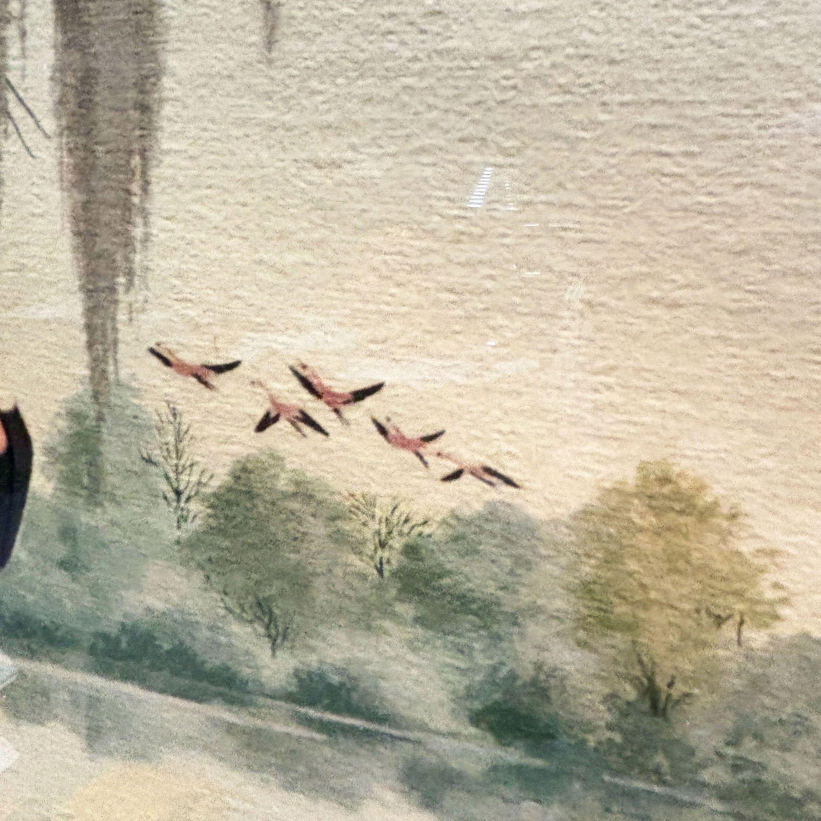 MCM Pink Flamingo Lithograph Print Signed Arthur in Mirror Frame by Turner - 3