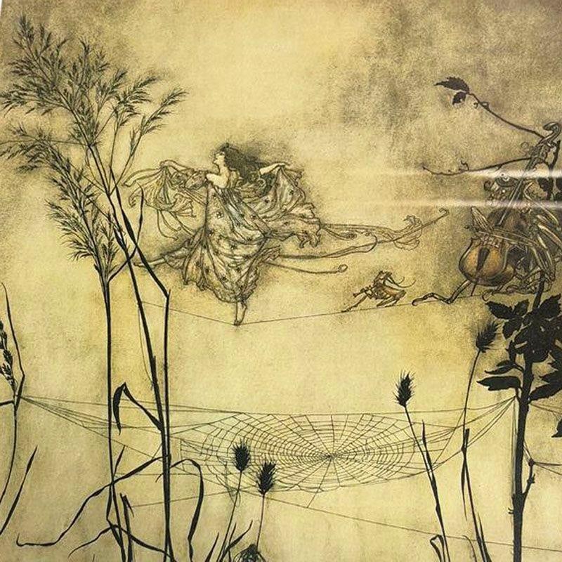 Peter Pan Fairies are Exquisite Dancers Lithograph Print Arthur Rackham Framed - 19