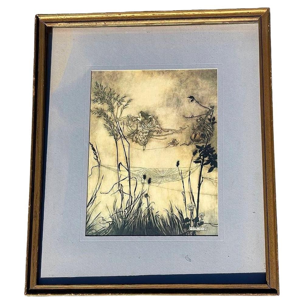 Peter Pan Fairies are Exquisite Dancers Lithograph Print Arthur Rackham Framed - 7