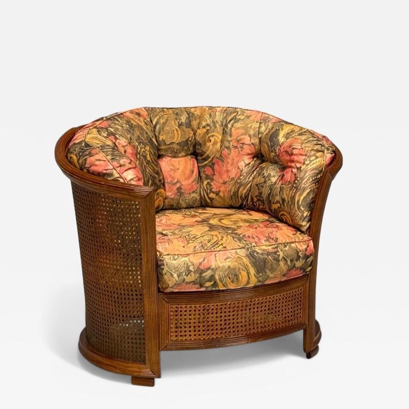 Traditional, Cane, Walnut, Barrel Back Armchair, USA, 1980s (1 of 11)