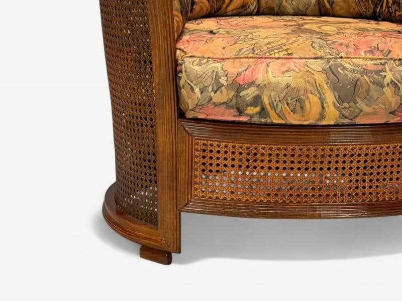 Traditional, Cane, Walnut, Barrel Back Armchair, USA, 1980s - 6