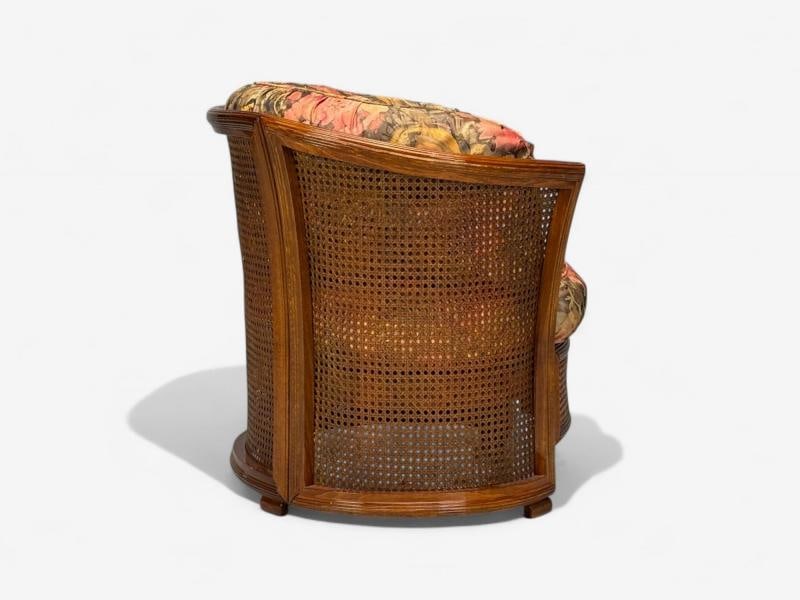 Traditional, Cane, Walnut, Barrel Back Armchair, USA, 1980s - 7