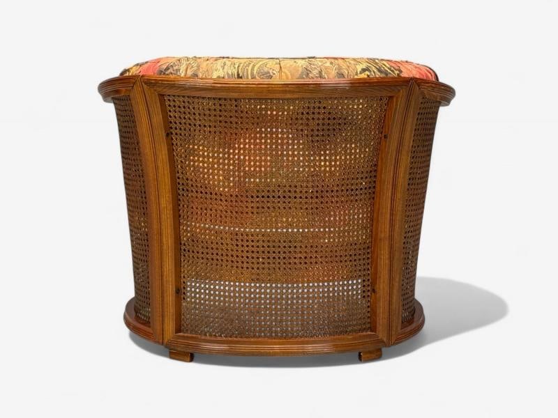 Traditional, Cane, Walnut, Barrel Back Armchair, USA, 1980s - 9