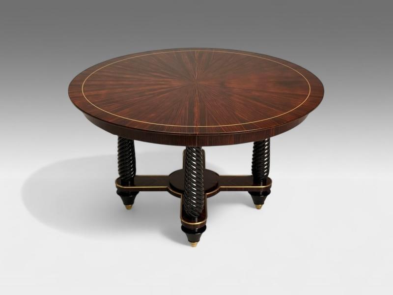 Regency, Macassar, Ebony, Brass Inlay, Center Table, France, 1970s - 3