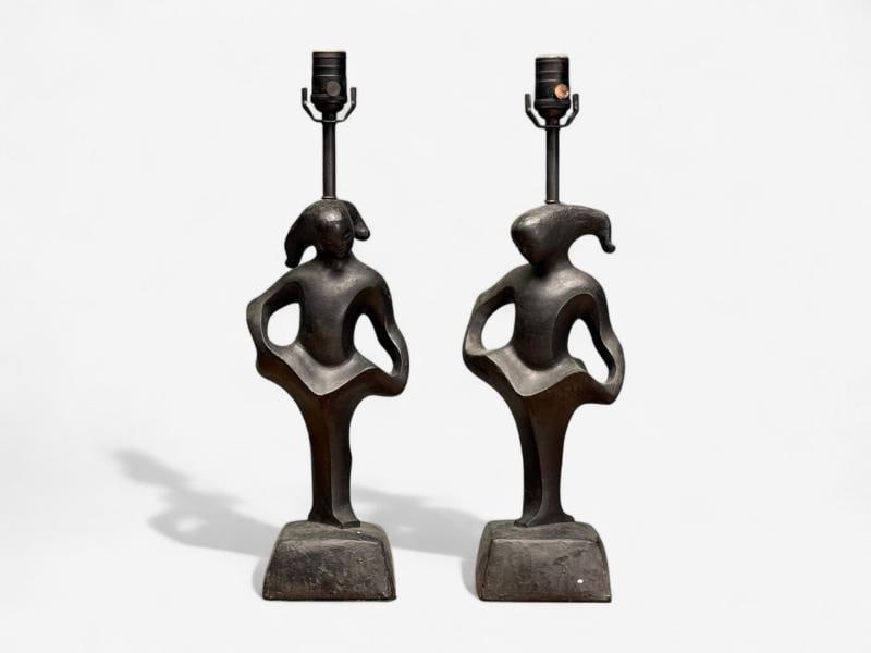 Rima, Mid-Century Modern, Bronze, Sculptural Table Lamps, USA, 1960s - 2