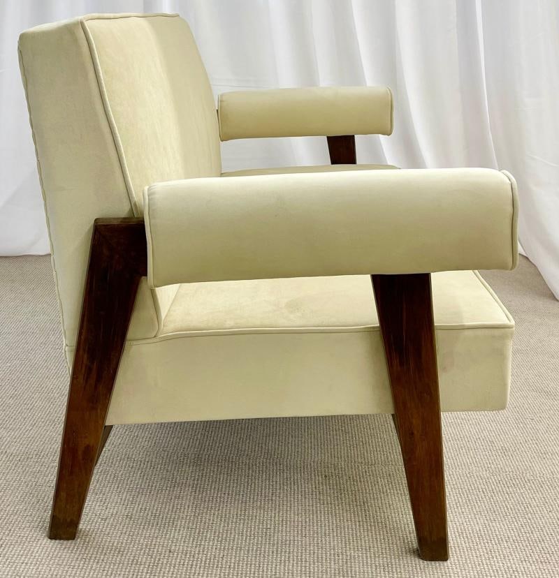 Authentic Pierre Jeanneret Upholstered Bridge Sofa/Chair Set, Mid-Century Modern - 11