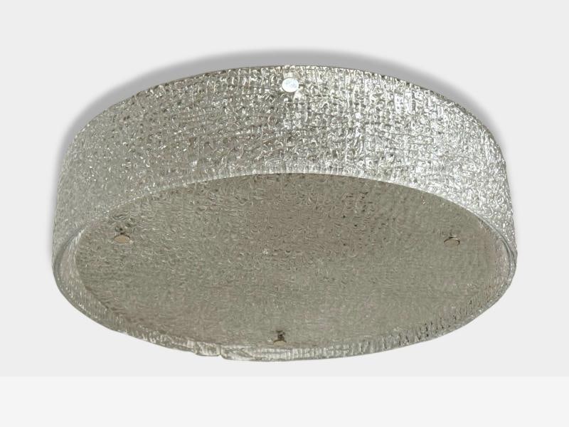 Kaiser Leuchten, Slumped Glass, Steel, Flushmount, Germany, 1960s - 2