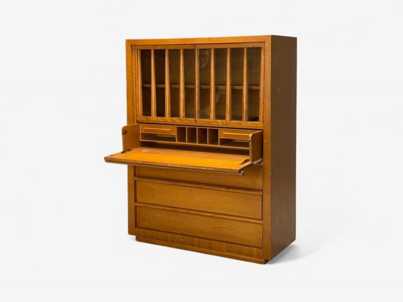 T.H. Robsjohn Gibbings, Widdicomb, Walnut, Highboy Secretary, USA, 1960s - 4