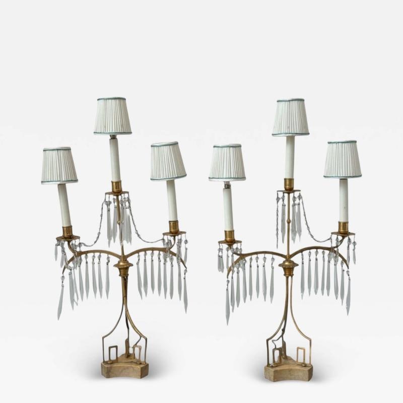 Russian Neoclassical, Dore Bronze, Crystal, Marble, Table Lamps, Russia, 19th c. (1 of 9)