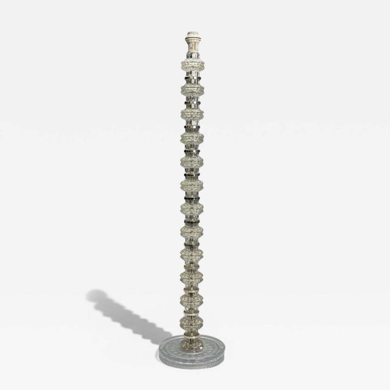 Carl Fagerlund, Swedish Modern, Glass, Nickel, Floor Lamp, Sweden, 1970s: Title: Carl Fagerlund, Swedish Modern, Glass, Nickel, Floor Lamp, Sweden, 1970s Description: Carl Fagerlund, Swedish Modern, Glass, Nickel, Floor Lamp, Sweden, 1960s Floor standing lamp in textured gl