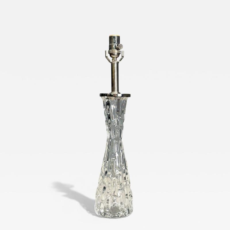 Carl Fagerlund, Swedish Modern, Textured Glass, Table Lamp, Sweden, 1960s: Title: Carl Fagerlund, Swedish Modern, Textured Glass, Table Lamp, Sweden, 1960s Description: Carl Fagerlund, Swedish Modern, Textured Glass, Chrome, Table Lamp, Sweden, 1960s A single hourglass shape