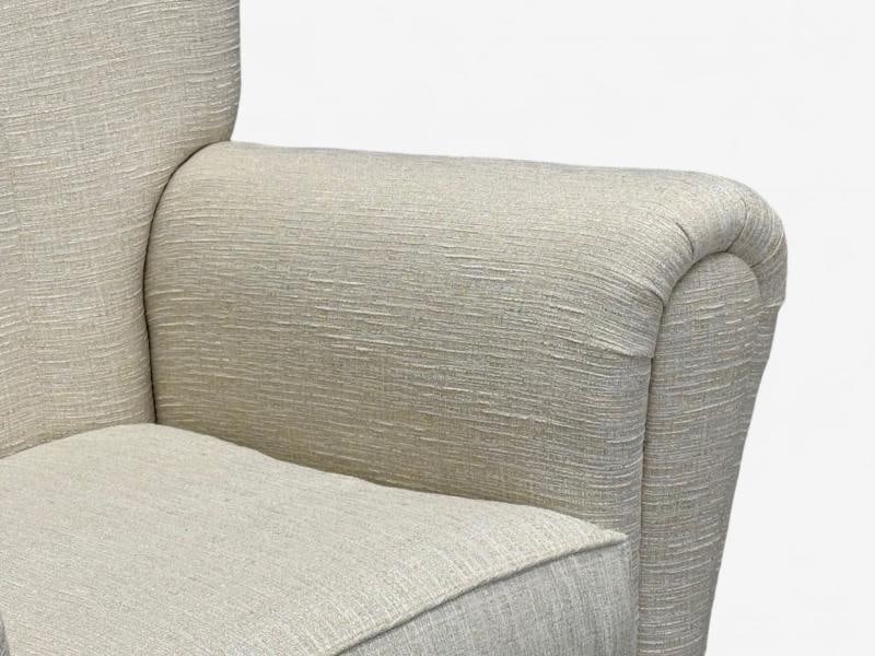 Italian Modern, Stained Wood, Beige Tweed Fabric, Club Chairs, Italy, 1940s - 8