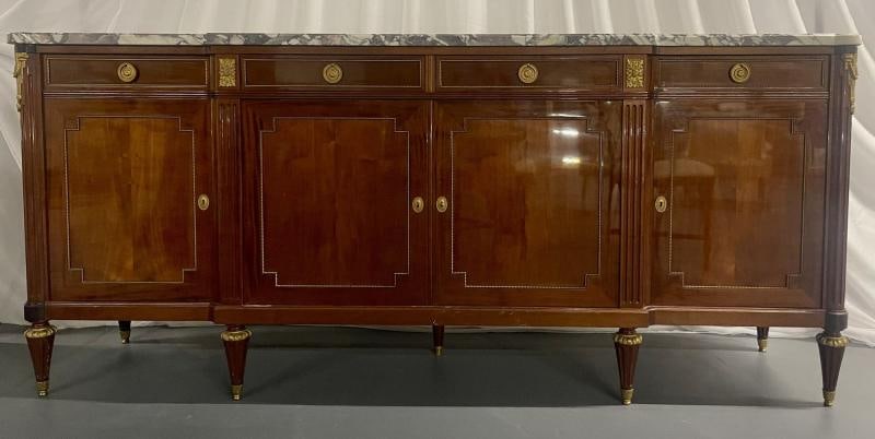 Maison Jansen Louis XVI Style Sideboard, Cabinet, Credenza, Bronze, Marble Top - 3