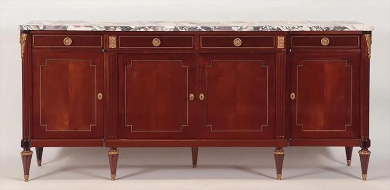 Maison Jansen Louis XVI Style Sideboard, Cabinet, Credenza, Bronze, Marble Top - 7