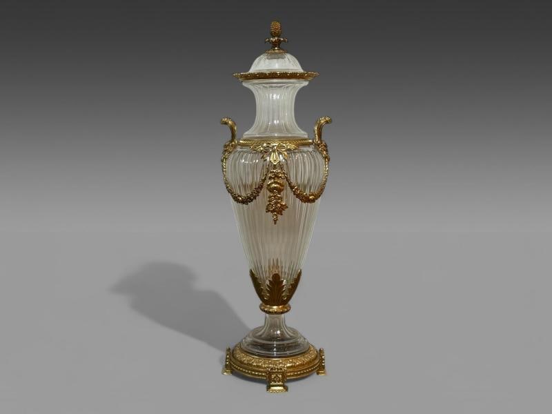Louis XVI Style, Crystal, Bronze, Monumental Lidded Urns, Italy, 20th c. - 3