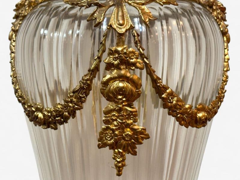 Louis XVI Style, Crystal, Bronze, Monumental Lidded Urns, Italy, 20th c. - 8