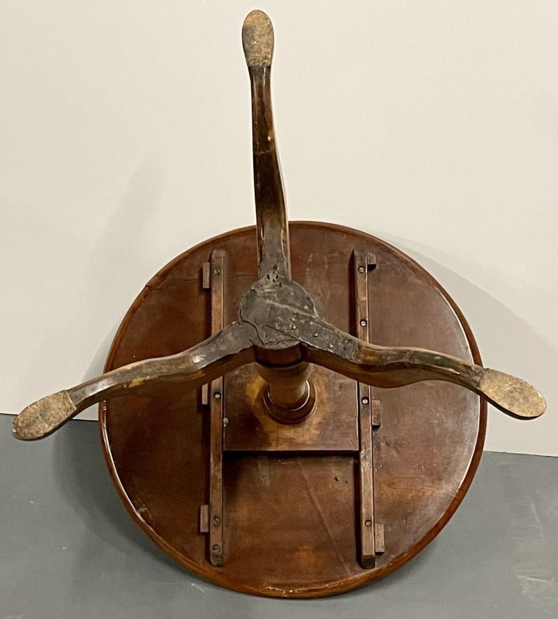 19th Century American Pie Crust Table, Tilt Top, Solid Wood Carved. - 12