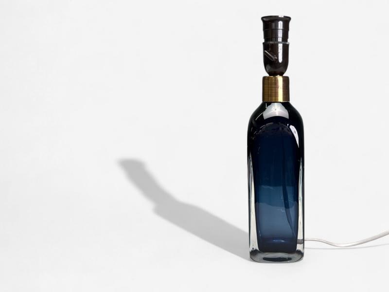 Nils Landberg, Swedish Modern, Blue Tinted Glass, Table Lamp, Sweden, 1960s - 3