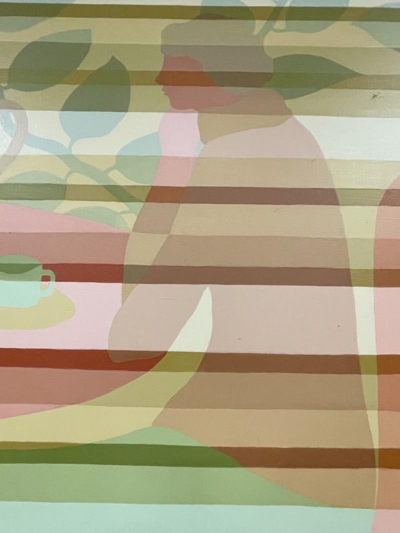 Pair of Mid-Century Framed Oil on Canvas, 'Tea Time' Signed Melbardis, 1979 - 4