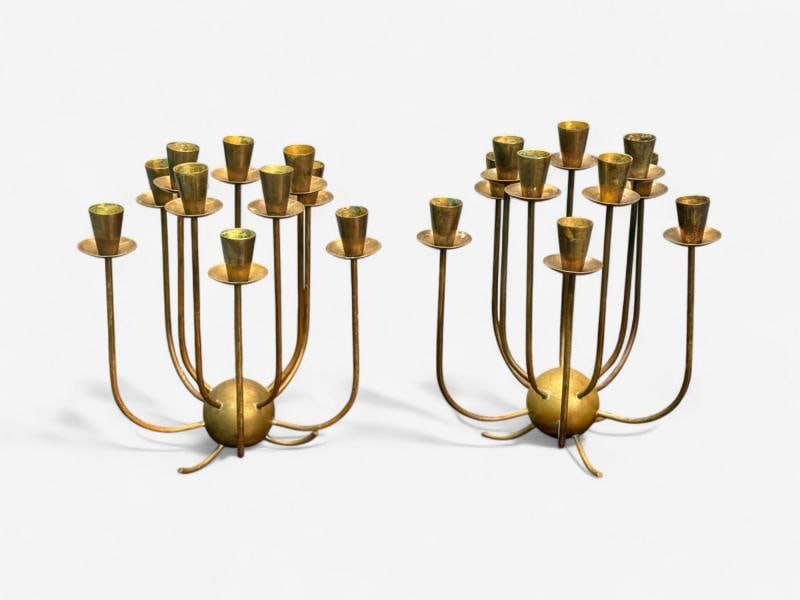 Swedish Modern, Patinated Brass, Table Candelabras, Sweden, 1950s - 4