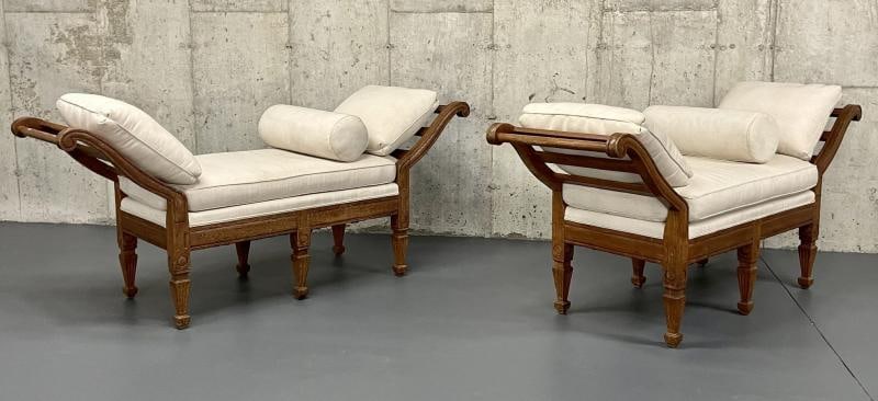 Pair of Mid Century Window Benches, Daybeds, Custom Upholstery, Pillows - 5