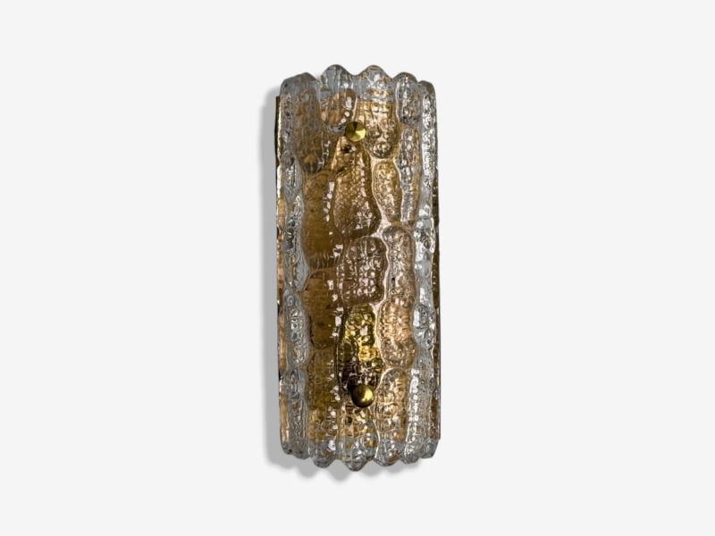Carl Fagerlund, Textured Glass, Brass, Wall Lights, Sweden, 1960s - 3