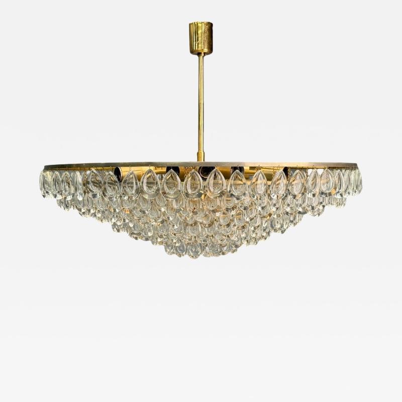 Palwa, Teardrop Glass, Brass, Tiered Chandelier, Germany, 1960s: Title: Palwa, Teardrop Glass, Brass, Tiered Chandelier, Germany, 1960s Description: Palwa, Mid-Century Modern, Teardrop Glass, Brass, Eight Tier Chandelier, Germany, 1960s Interesting chandelier havin