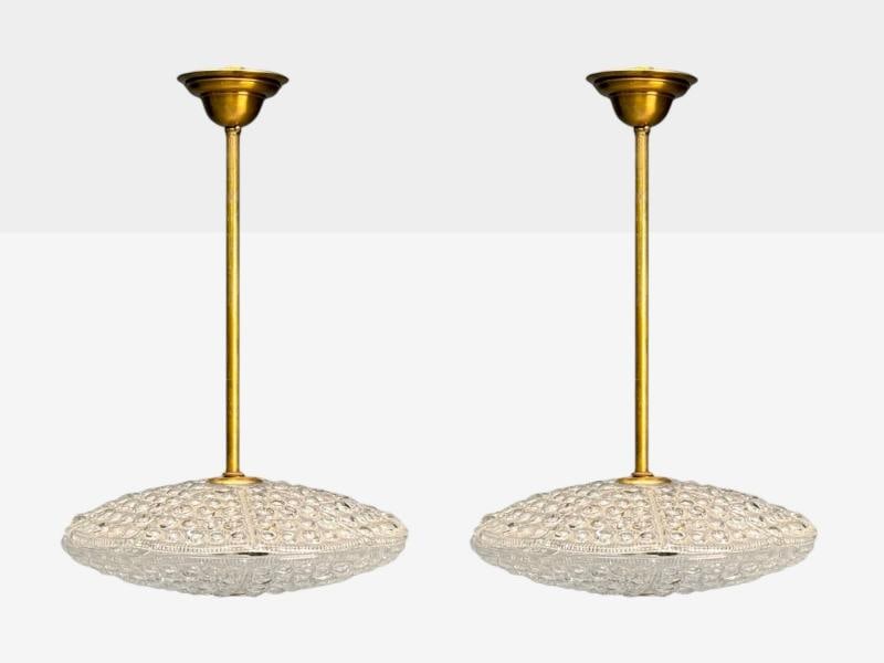 Carl Fagerlund, Brass, Glass, Pendant Lights, Sweden, 1940s - 3