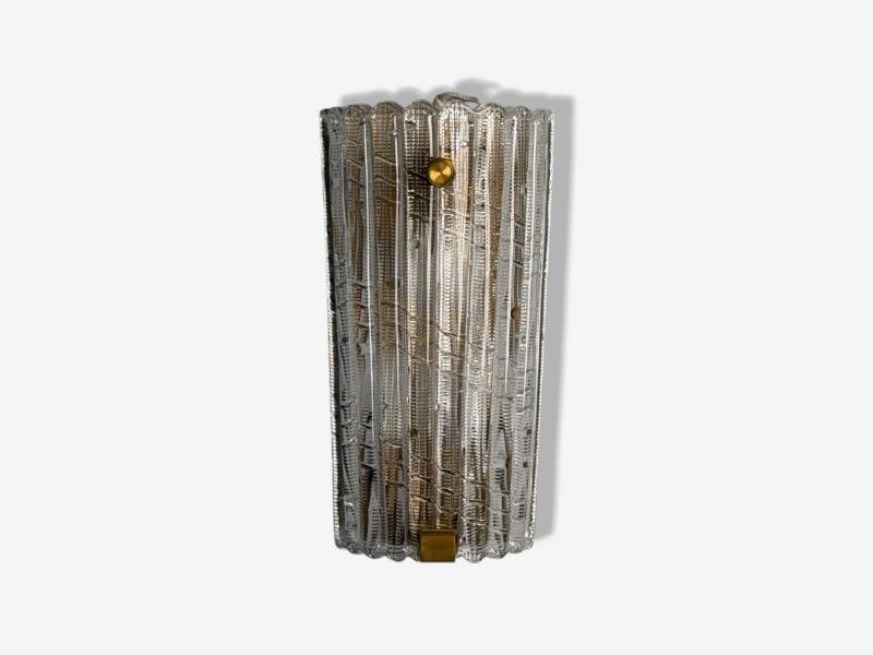 Carl Fagerlund, Textured Glass, Brass, Large Wall Sconce, Sweden, 1940s - 3