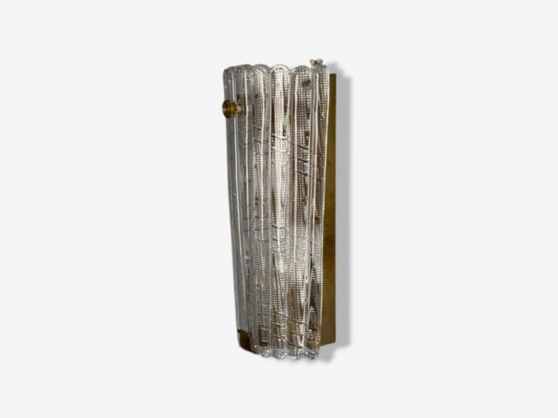 Carl Fagerlund, Textured Glass, Brass, Large Wall Sconce, Sweden, 1940s - 4