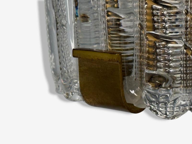 Carl Fagerlund, Textured Glass, Brass, Large Wall Sconce, Sweden, 1940s - 8