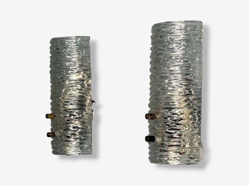 Carl Fagerlund, Textured Glass, Brass, Wall Lights, Sweden, 1960s - 4