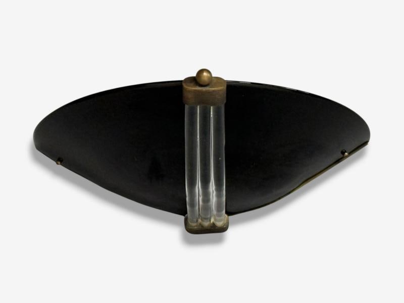 Italian Modern, Black Murano Glass, Brass, Large Sconces, Italy, 1930s - 7