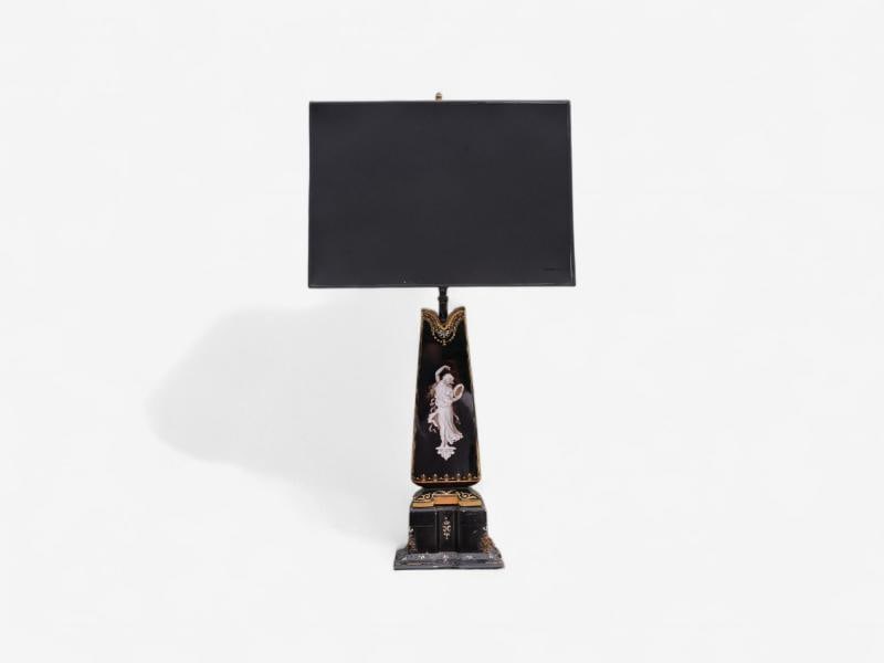 Hollywood Regency, Opaline, Bronze, Painted Table Lamps, France, 1920s - 2